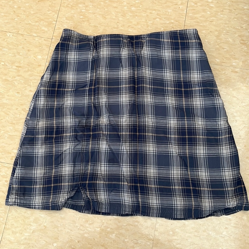 American Eagle Outfitters Plaid Blue Mini Skirt